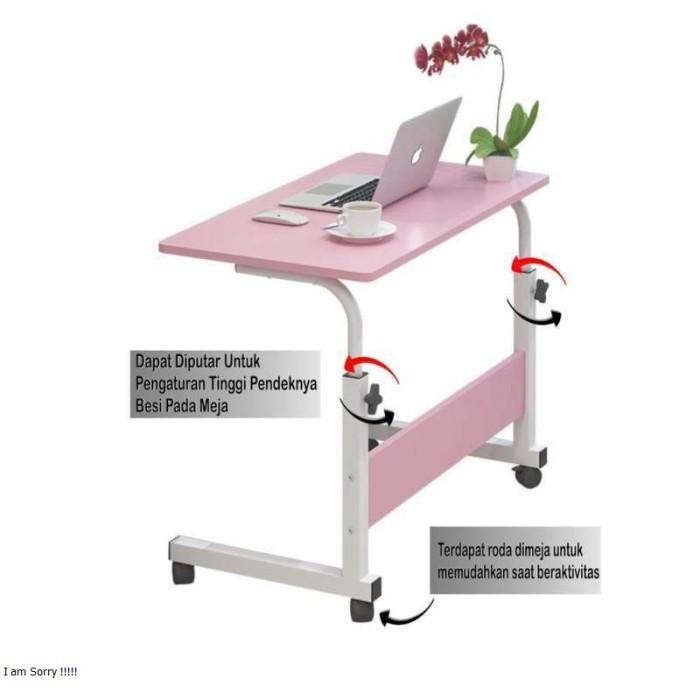 Portable Meja Laptop Kasur Lipat Adjustable Roda Tinggi/Meja Lipat
