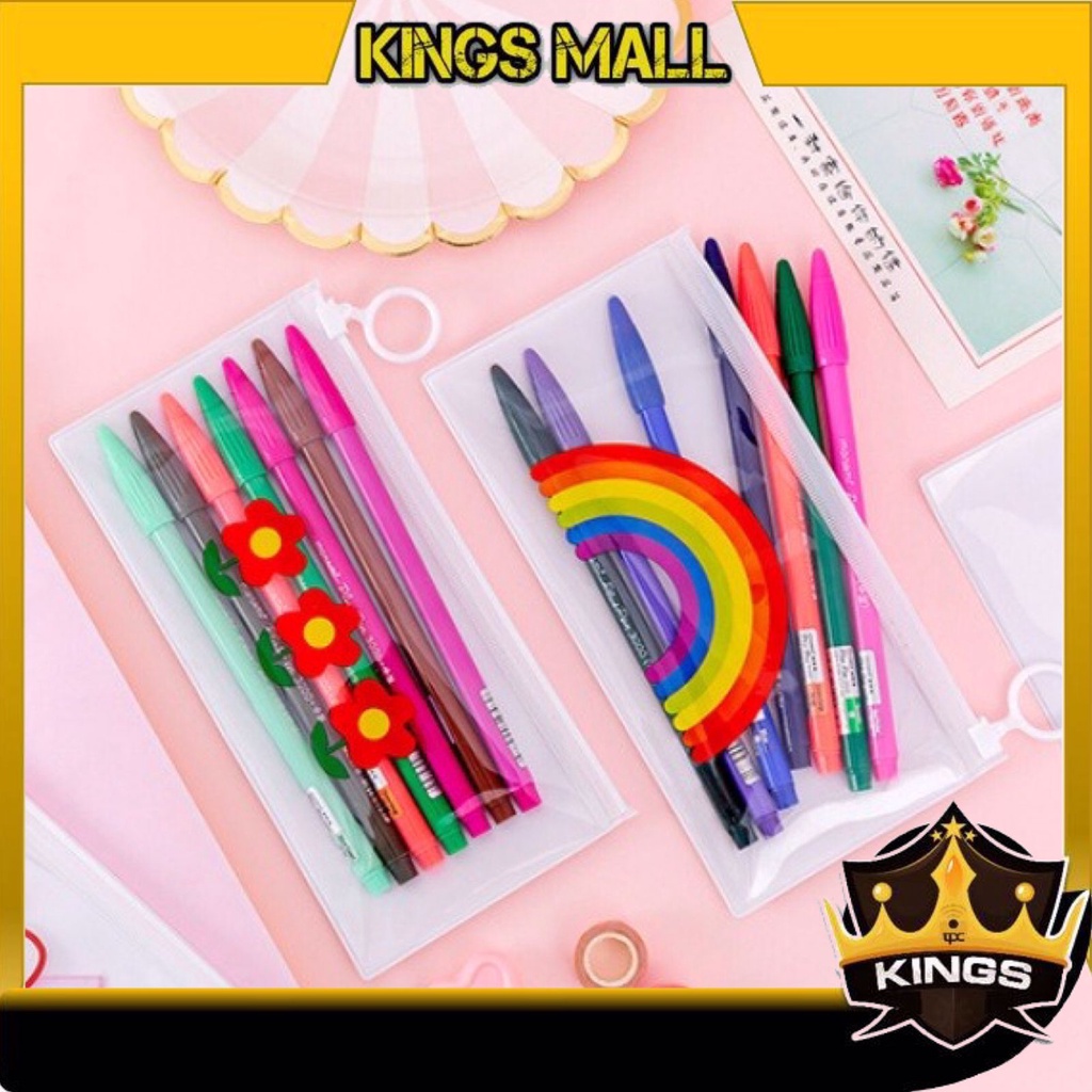 

KINGS - S5194 Tempat Pensil Zip Transparan Lucu Motif Korea / Zipper Bag / Pouch Mini