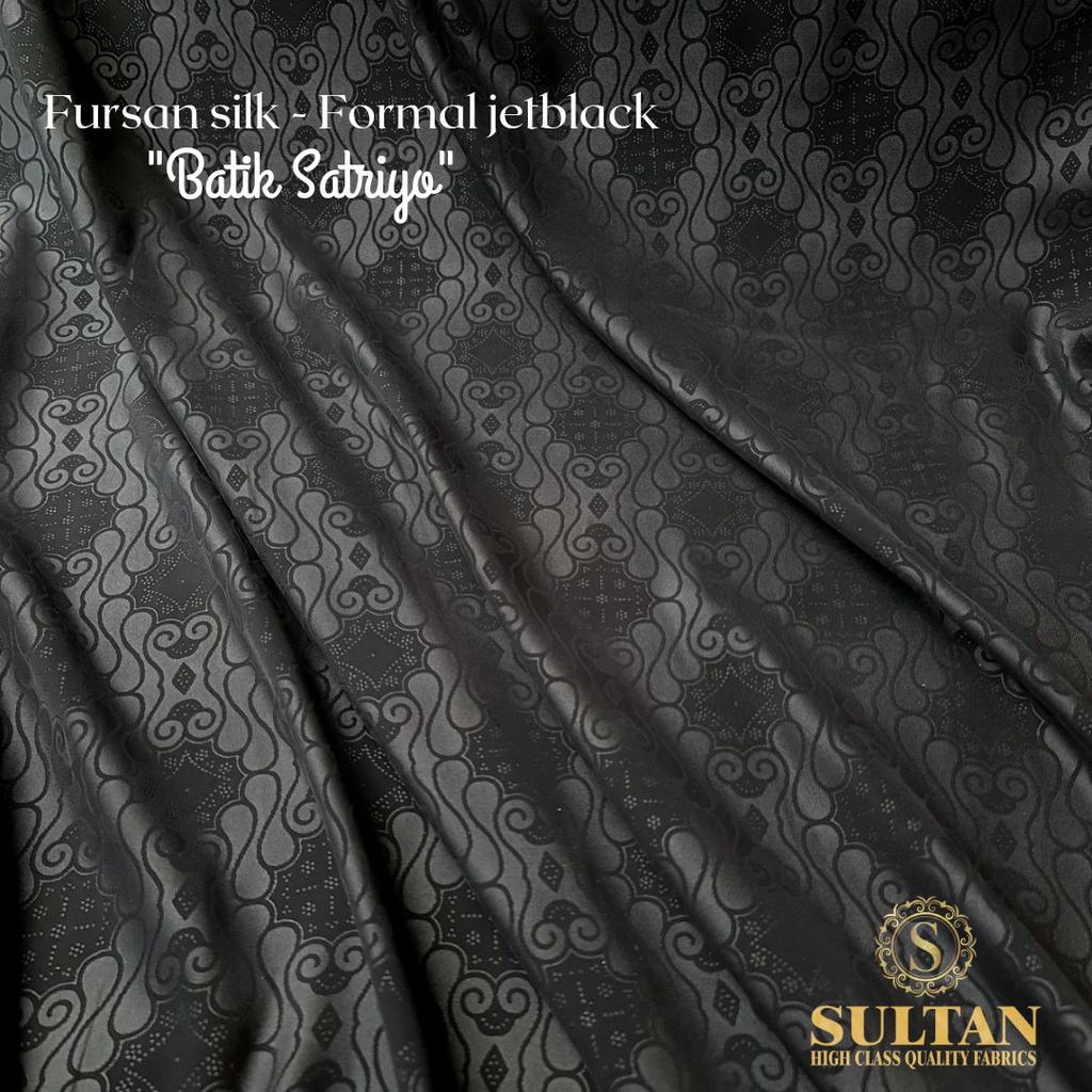 KAIN ABAYA SULTAN FURSAN SILK FORMAL BLACK EMBOSS BATIK SATRIYO