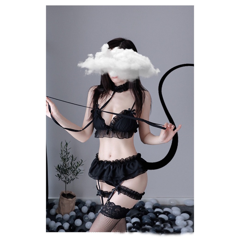 Wanita Sexy Cosplay Lingerie Wanita Set Lipit Lingerie Babydoll Teddy Kostum Garter&amp;bra Thong 3T08