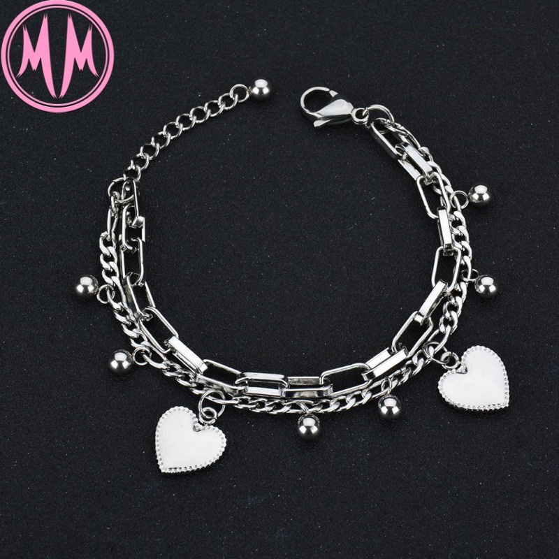 MORYMOSHI B32 Gelang Wanita Titanium Stainless Love Anti Karat Anti Luntur Fashion Korea