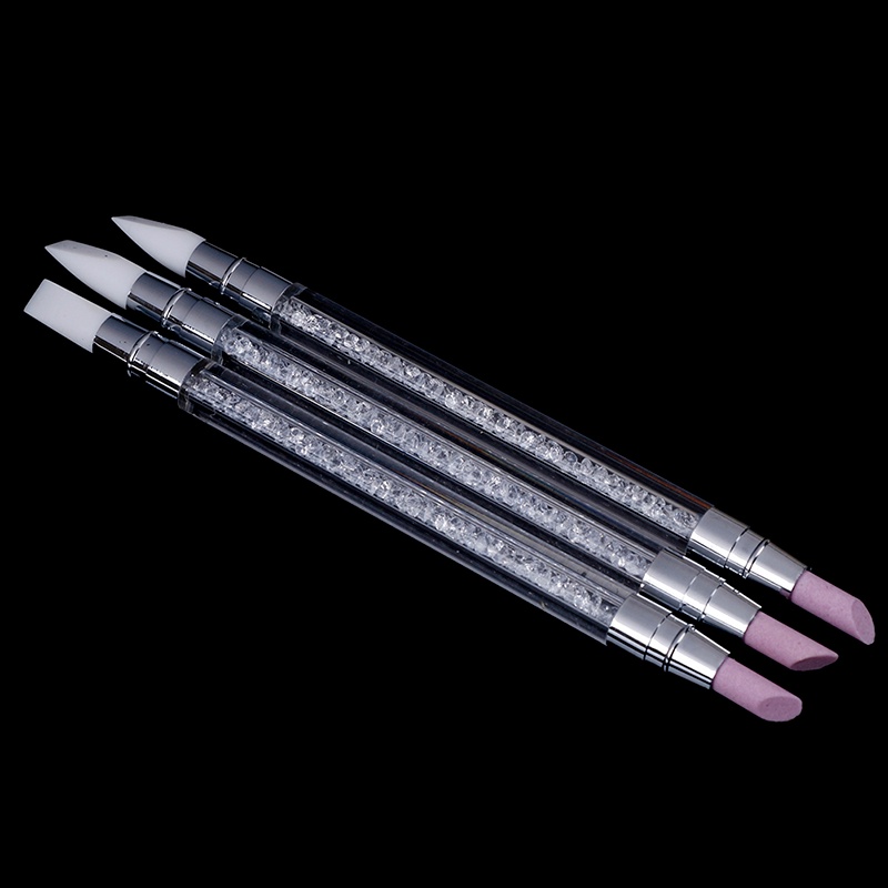 [FULL] 1Pc nail art cuticle remover pen double head quartz silicone press stick tool