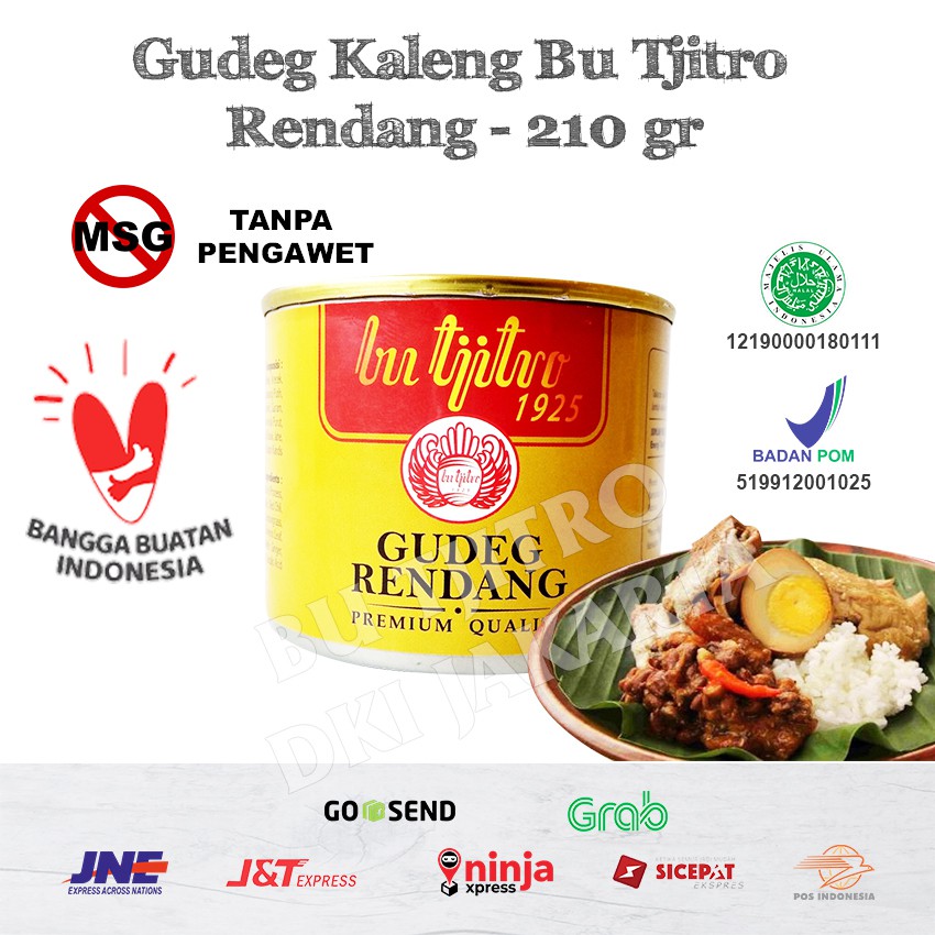 Gudeg Kaleng Bu Tjitro Varian Rendang 100% Asli Produksi Baru