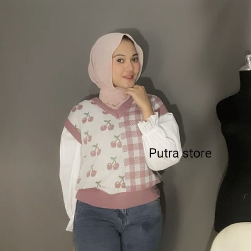 CHERRY VEST KNIT // ROMPI RAJUT WANITA