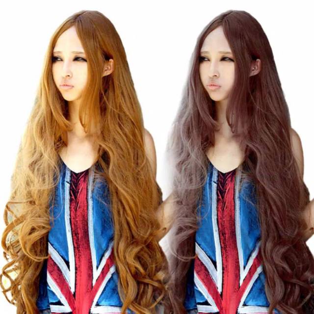 Wig rambut palsu anime curly panjang 120cm