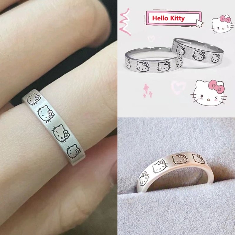 Cincin 925 Silver Adjustable Desain Hello Kitty Untuk Wanita