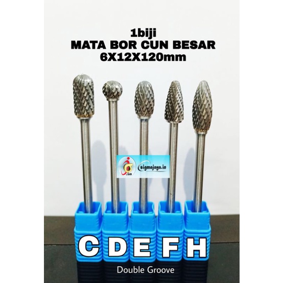 Mata bor cun tuner besar ukuran 6x12x120mm Tungsten Carbide Burr 6mm