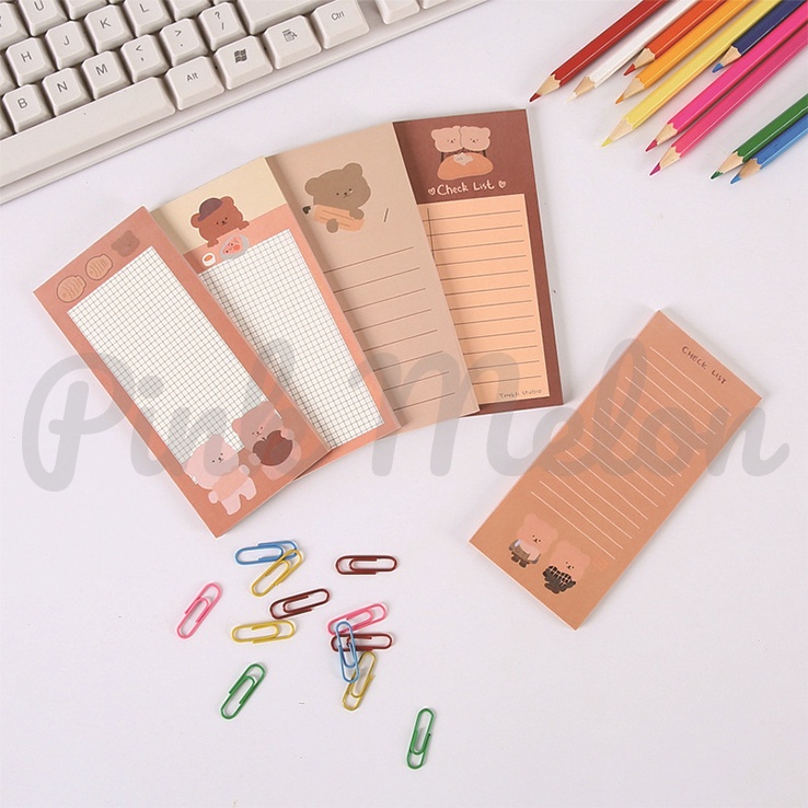 

Kertas Memo Notes Planner To Do List Cute Bear Beruang Lucu