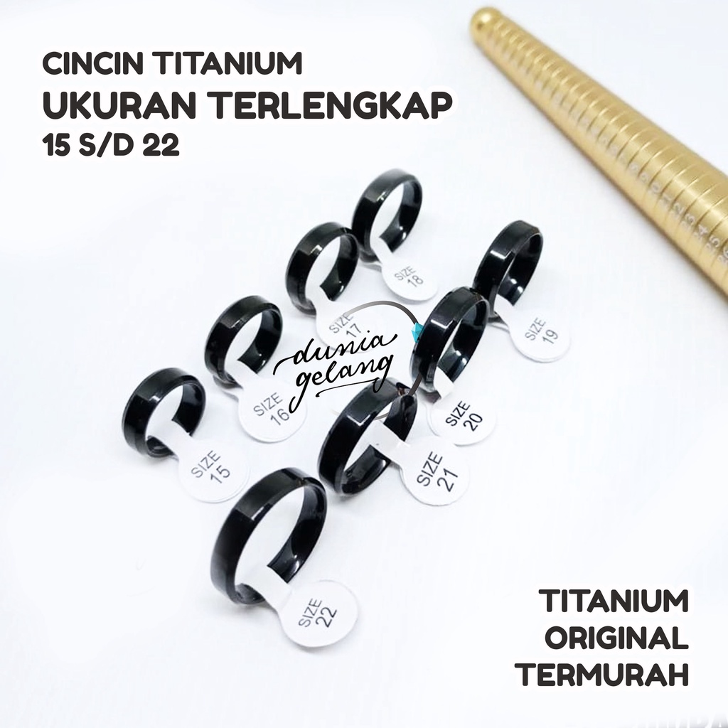 CINCIN TITANIUM POLOS HITAM UKURAN KECIL BESAR JUMBO SIZE 15 SAMPAI 22 / CINCIN ANTI KARAT ANTI LUNTUR / CINCIN PRIA WANITA ANAK COUPLE TUNANGAN / DUNIAGELANG.ID