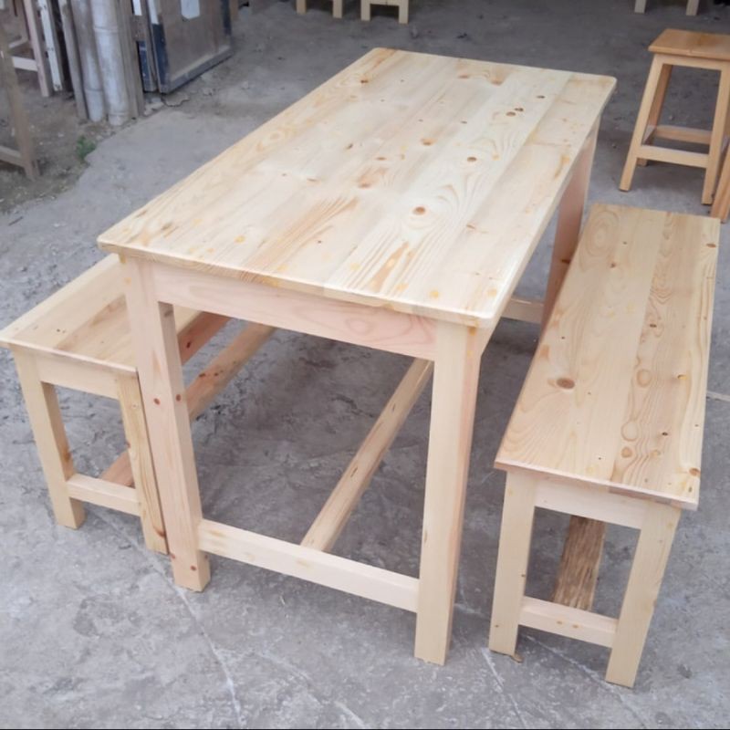 meja makan murah kayu jati Belanda1set sama kursi panjang