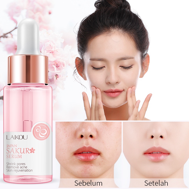 LAIKOU Sakura Serum Menghilangkan Bintik Gelap Esensial Memperbaiki Memutihkan Perawatan Kulit 5 pcs