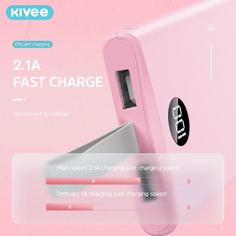 KIVEE Pink PowerBank Mini Fast Charging 10000mAh Pink Cute power bank samsung iphone xiaomi