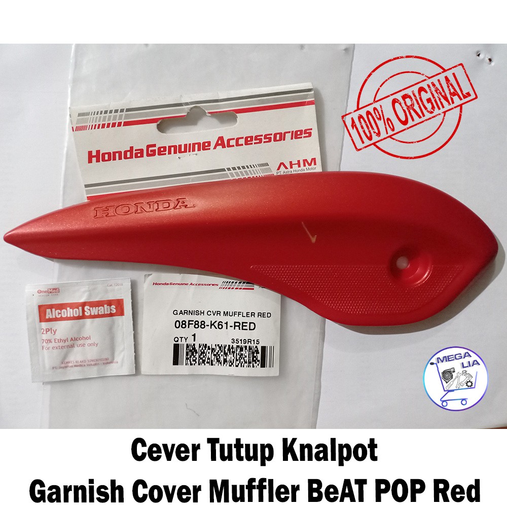 Cever Tutup Knalpot Garnish Cover Muffler BeAT POP Red Merah 08F88-K61-RED ORI HONDA