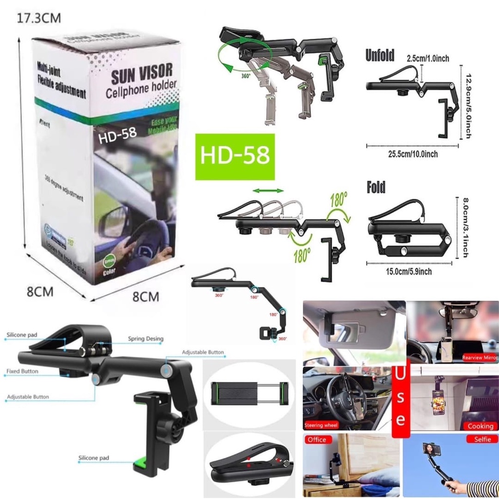 Stand Holder Handphone HP Mobil Sun Visor HD-58 HD 58