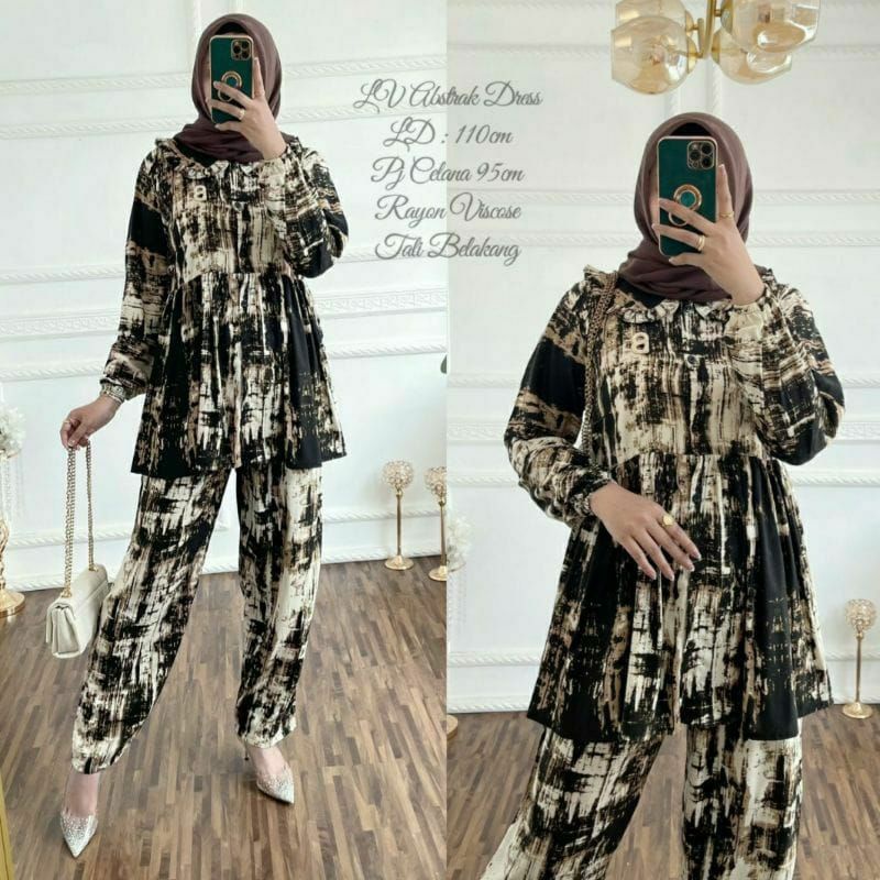 One Set Rayon Viscose Premium motif terbaru-Lv Abstrak
