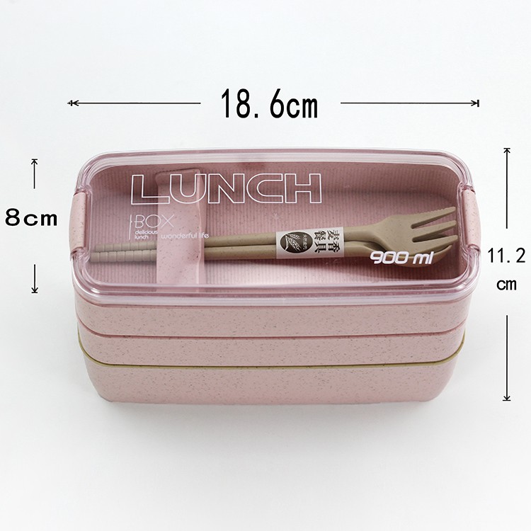 MARKASSHOP66--Lunchbox Susun 2 &amp; 3 Susun WHEAT STRAW/Kotak Bekal Makan Lunch box Bahan Serat Gandum 900 ml