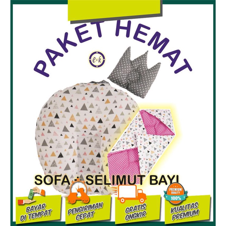 PAKET HEMAT!! Sofa Bayi Multifungsi Kasur Bayi + Selimut Topi Bayi Karakter