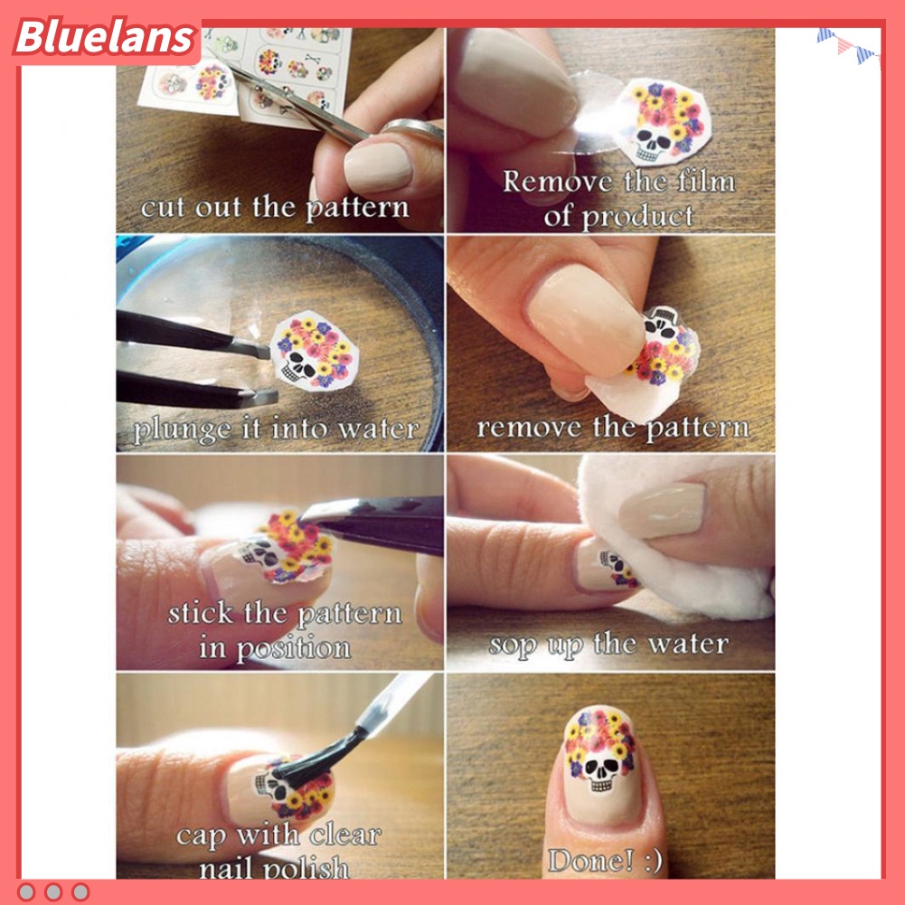 Bluelans Stiker Kuku 3D Motif Bunga Mekar Untuk Dekorasi Nail Art