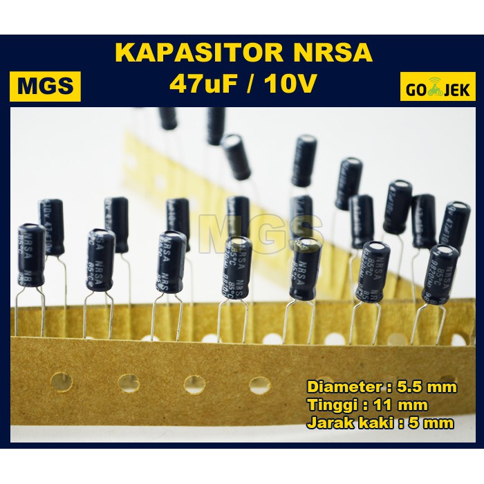 100Pcs Kapasitor Elko 47uf 10V Capacitor Elco 47uf 10V NIC