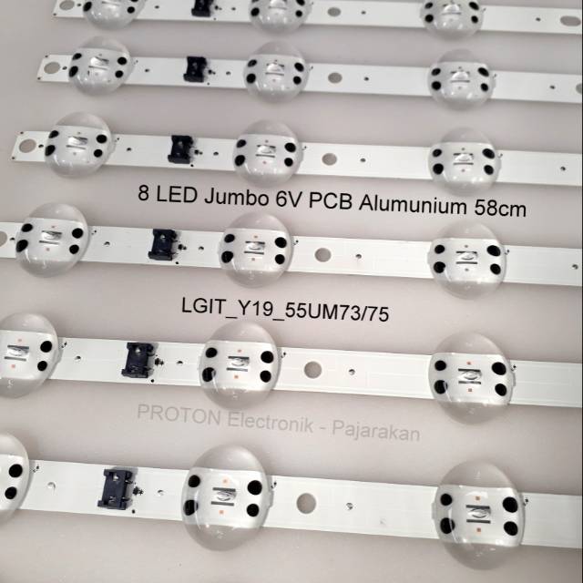 Lampu Backlight LED TV 8 kancing cembung jumbo 6V 58cm PCB alumunium 48V . LGIT_Y19_55UM73/75 REV05