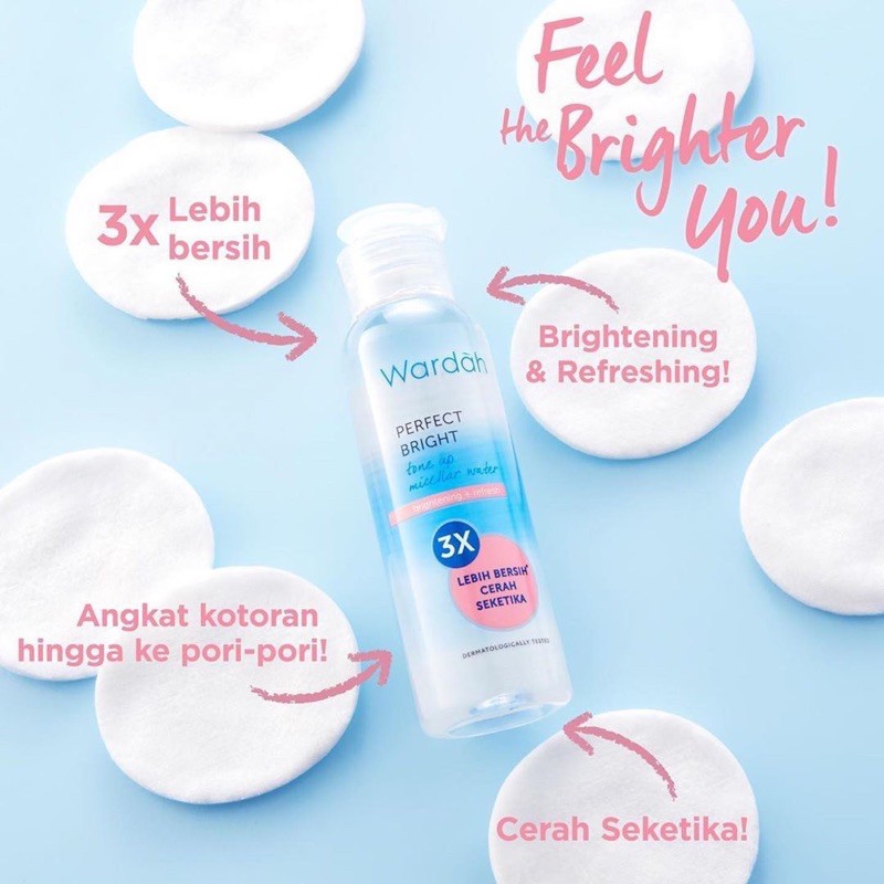 ✿ELYSABETHME✿ 🅆 🄰 🅁 🄳 🄰 🄷 Wardah Micellar water Perfect Bright penghapus makeup bedak air