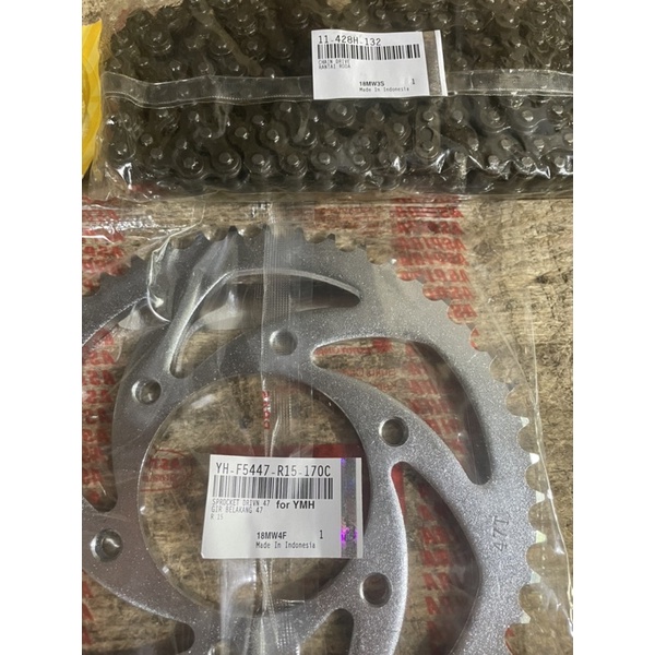 GEARSET PLUS RANTAI YAMAHA R15 R 15 OLD 47 - 15 - 132H MERK ASPIRA