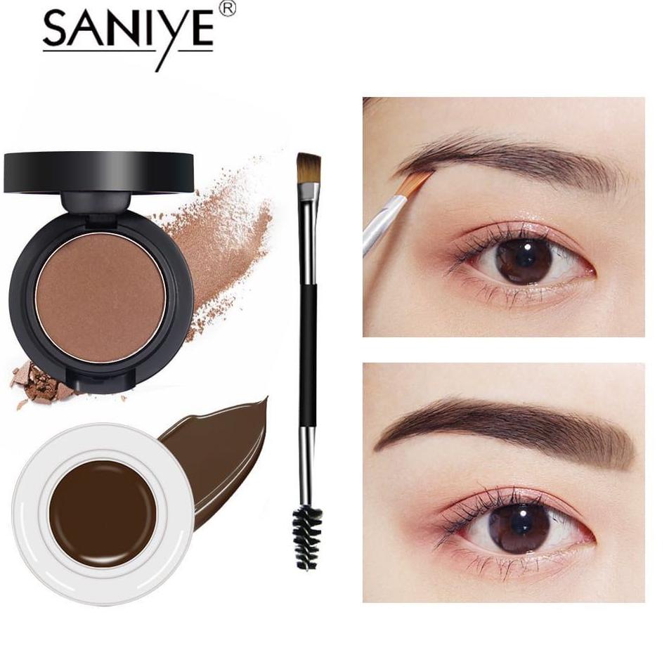 {M-UHE) {✉) SANIYE M250 Alis Gel 5 Warna Anti Air Dengan Abadi Krim Alis Bubuk Alis Dan Kuas /tervir