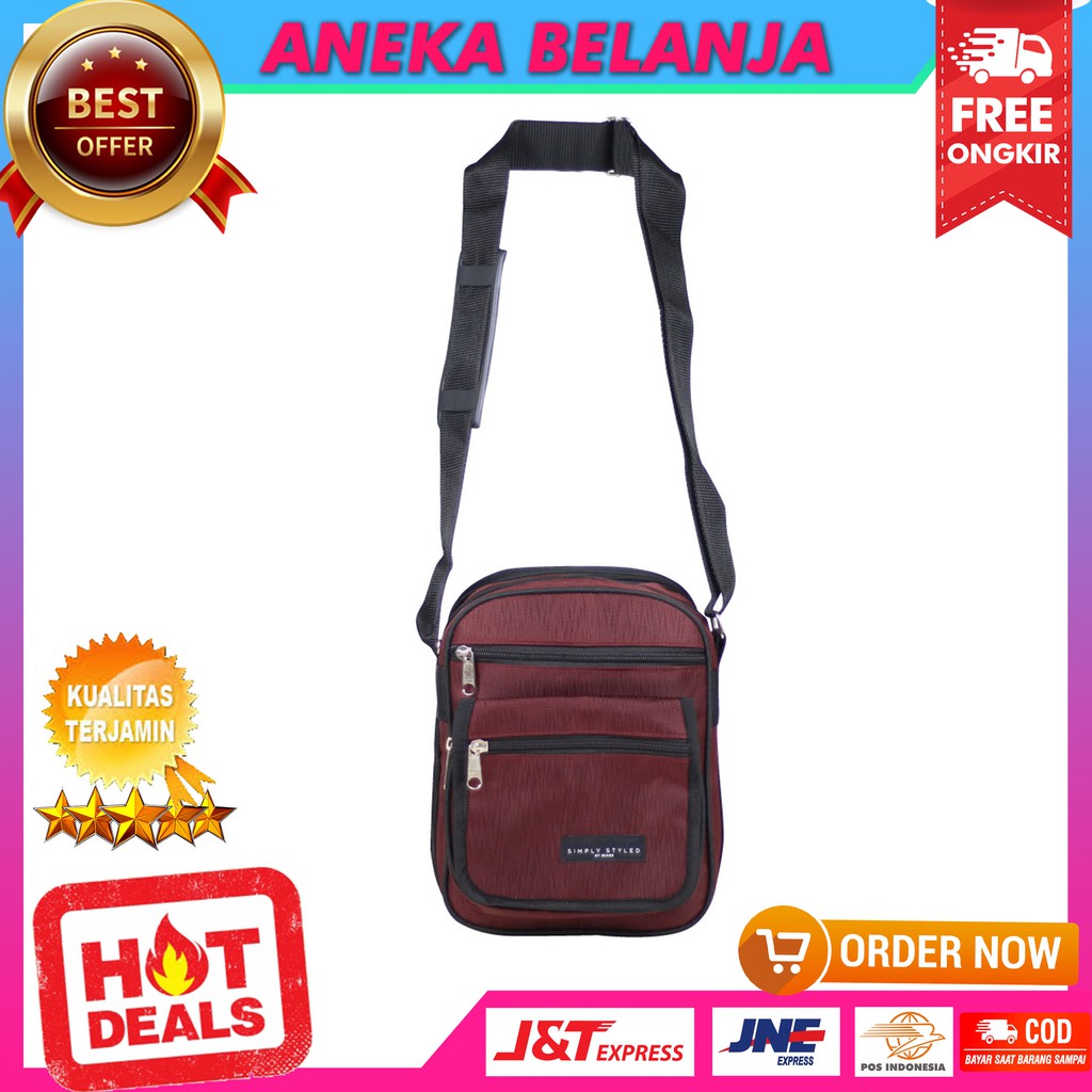 New Arrival Tas Selempang Simply Kecil Merah Berkualitas Fashionable Keren Tas Hangout Workout Murah