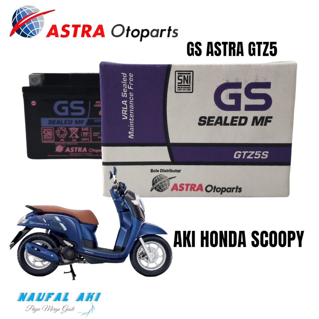 Aki Motor Honda Scoopy GS Astra GTZ5 Aki Kering langsung pasang