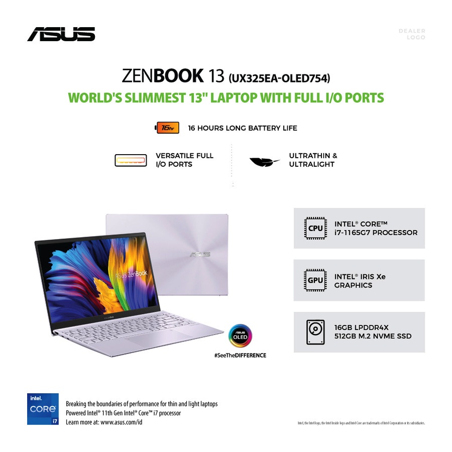 ASUS ZENBOOK 13 UX325EA-OLED754 I7-1165G7 16GB/512GB