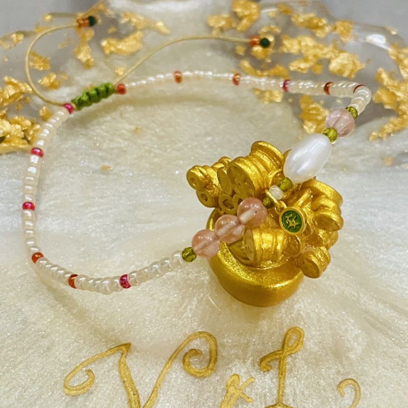 GELANG MANIK VARIASI EMAS 24K DAN MUTIARA ASLI GELANG KEKINIAN DENGAN EMAS HK 999,9