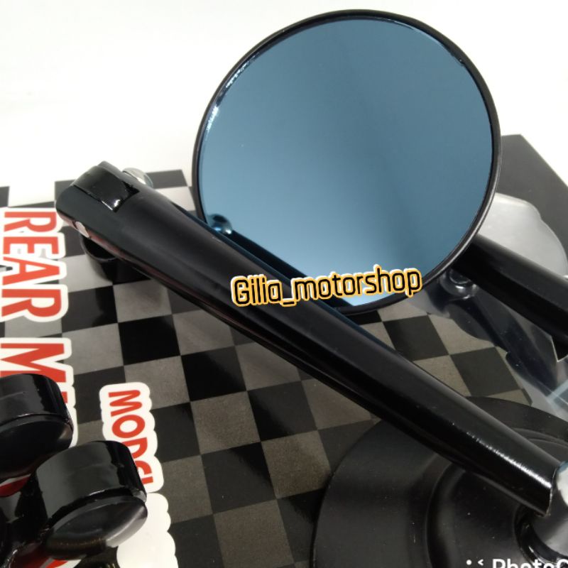 Spion Bulat Retro Jokowi Domino Model Rizoma Full Cnc Mirror Biru Universal Vespa Vario PCX Nmax Xmax Vixion