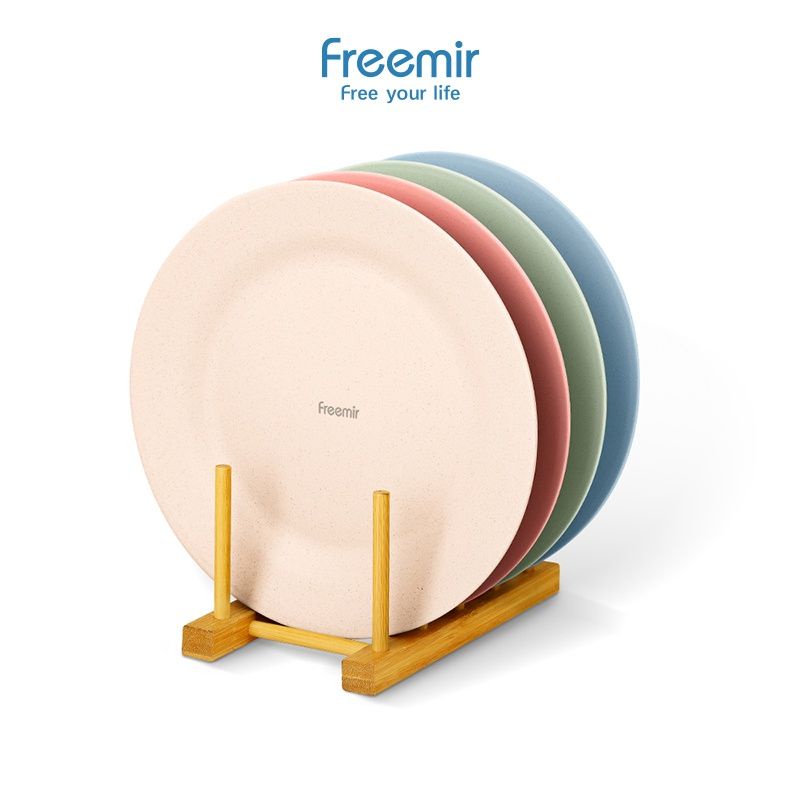 freemir set 4 pcs piring makan prasmanan 28cm saji bahan whaet straw