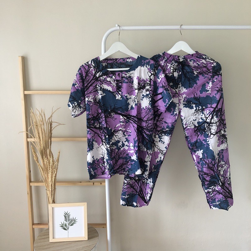 Baju Tidur Piyama Batik Lengan Panjang Motif Akar