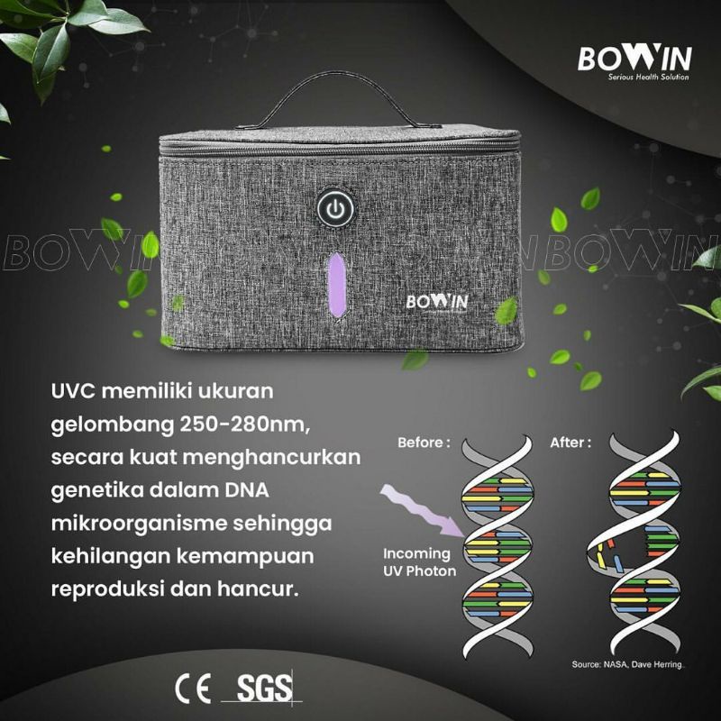 BOWIN Tas UVC Sterilizer (Tas Lampu Disinfeksi Bakteri, Virus dan Kuman) - UVC Bag