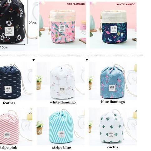 ☛ Pattern Travel Dresser Cosmetic Pouch / Tas Kosmetik Model Bulat / Pouch Kosmetik ◌