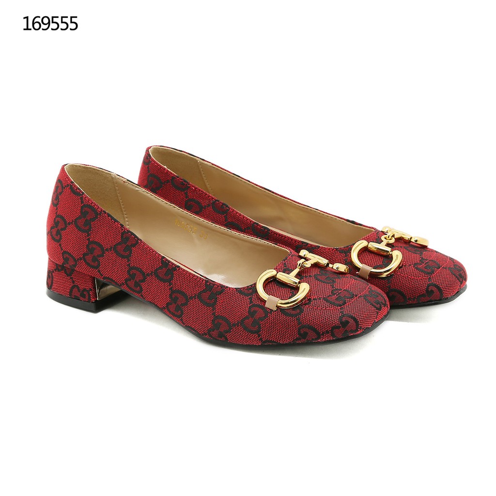 New Arrivall ! New Item ! Sepatu Wanita Canvas Horsebit Block Heel Pumps #169555