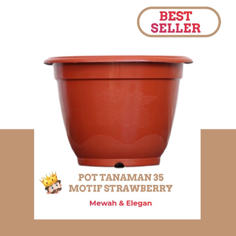 Pot Bunga Merah Bata 20 25 30 32 35 | Pot Tanaman Cokelat Plastik