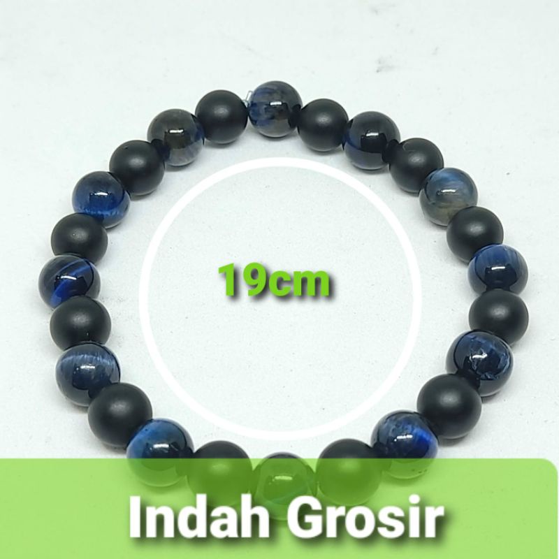 Gelang Tangan Pria Wanita Keren Batu Akik Natural Tiger Eye