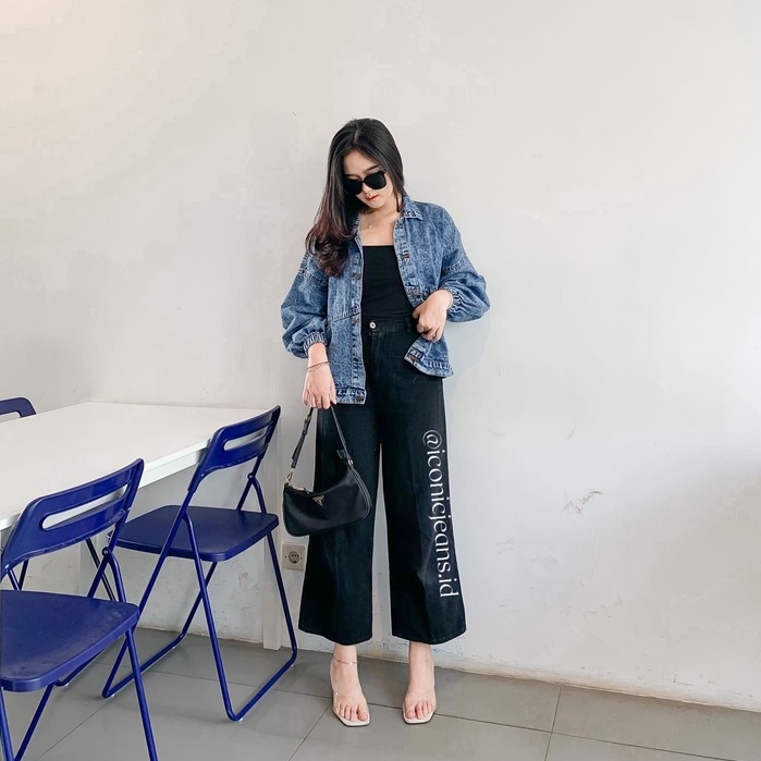 Elea Vintage Jacket Jeans Oversize Lengan balon