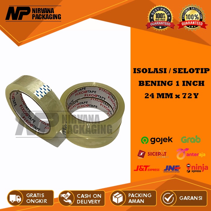 

ISOLASI / LAKBAN / SELOTIP / SOLASI BENING 1 INCH - 24 MM X 72 YARD KUALITAS DAIMARU