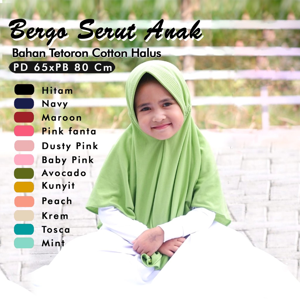 Jilbab Anak Bergo Serut instan Jilbab instan serut khimar anak bergo instan Jilbab daily bergo adem