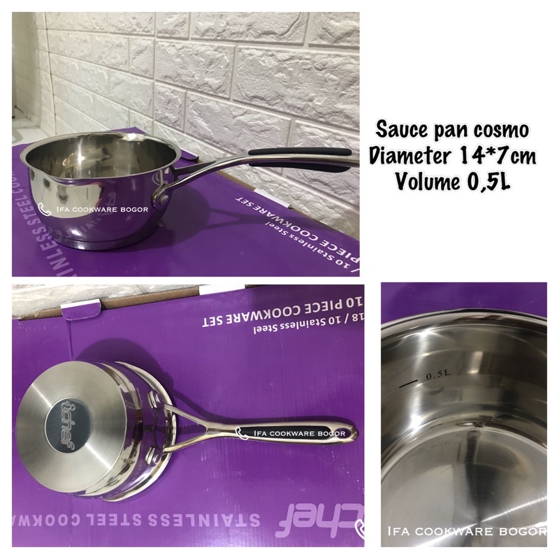 Sauce pan 14cm (panci) by ichef satuan dari set cosmo