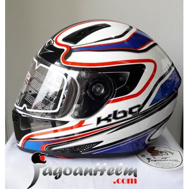 Kbc Helm Vk Euro White Blue Red Fullface Ddring Visor Flat Shopee Indonesia