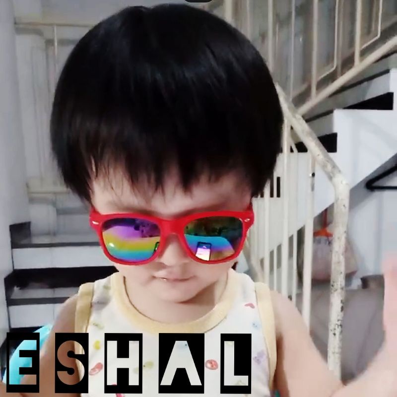 Kacamata Hitam Anak Gaya Fashion Anti UV / KACAMATA ANAK COWOK CEWEK-Merah Pelangi