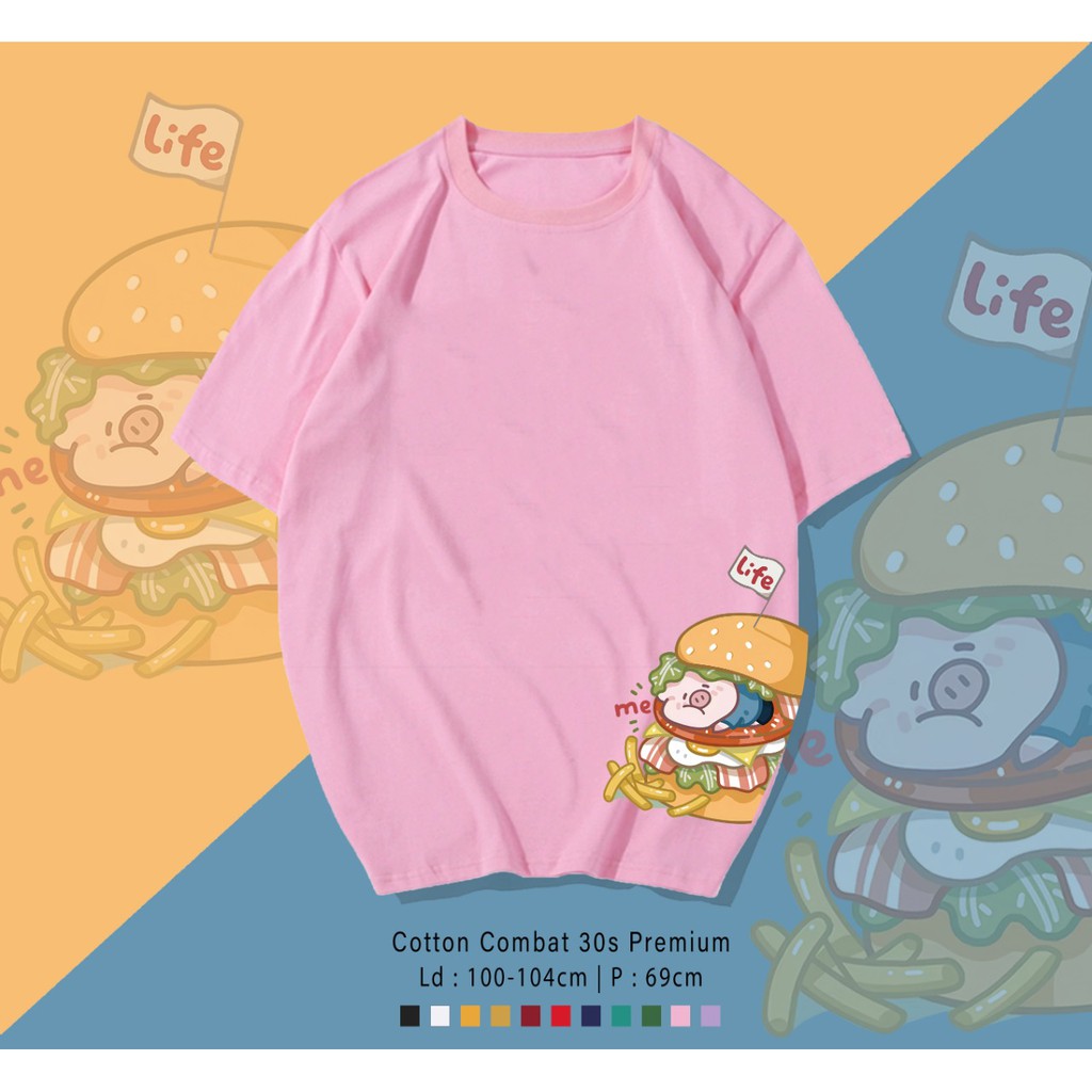 HAMBURGER PIG / TERMURAH BAJU KAOS KATUN WANITA LENGAN PENDEK / TUMBLR TEE /  OVERSIZE