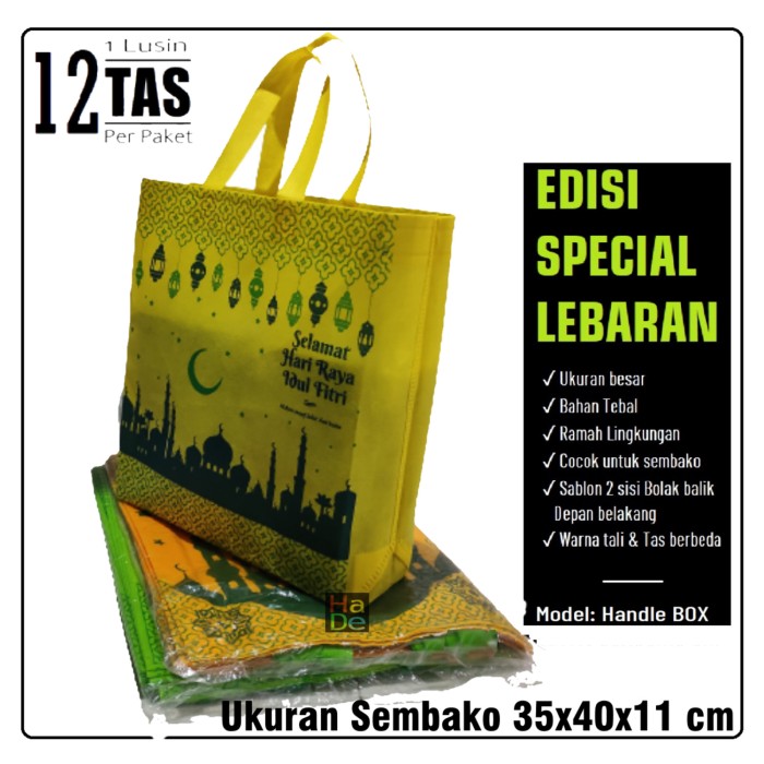 

1 Lusin Tas / Kantong Parsel Sembako Kain Spunbond Lebaran Idul Fitri 025