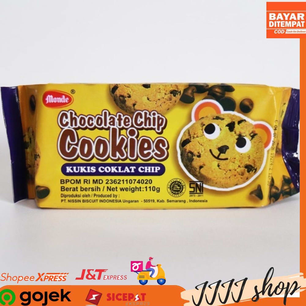 

Monde Chocolate Chip Cookies Biskuit Cemilan Snack Cokelat 110gr