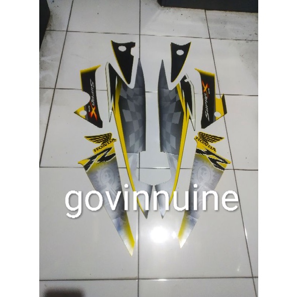 striping stiker sticker decal polet supra x125 x 125 2008 kuning hitam ori asli