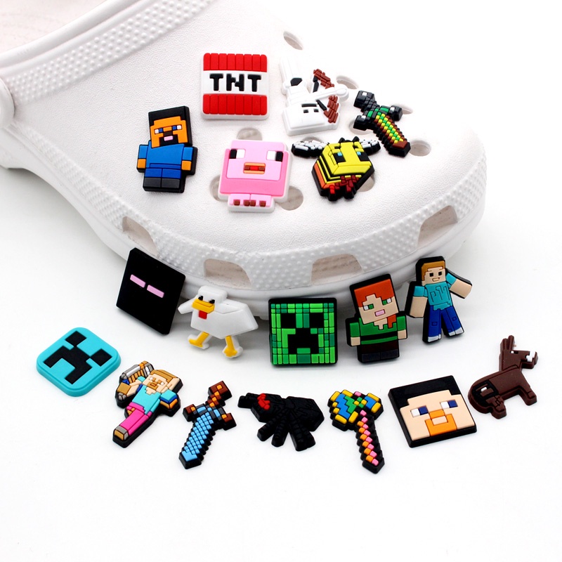 Game Jibbitz Crocs pin wanita charms sandal Dapat dilepas DIY my world Aksesoris Bahan Untuk Dekorasi Sepatu Hadiah anak pria
